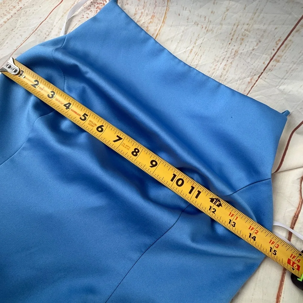 Cache Open Back Satin Gown | Size 4 | Blue | Long Formal Evening Dress - Picture 7 of 10